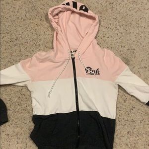 pink color block sweatshirt